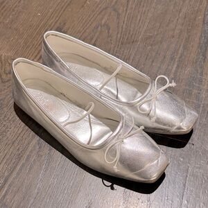 Zara Silver Women's Ballet Flats